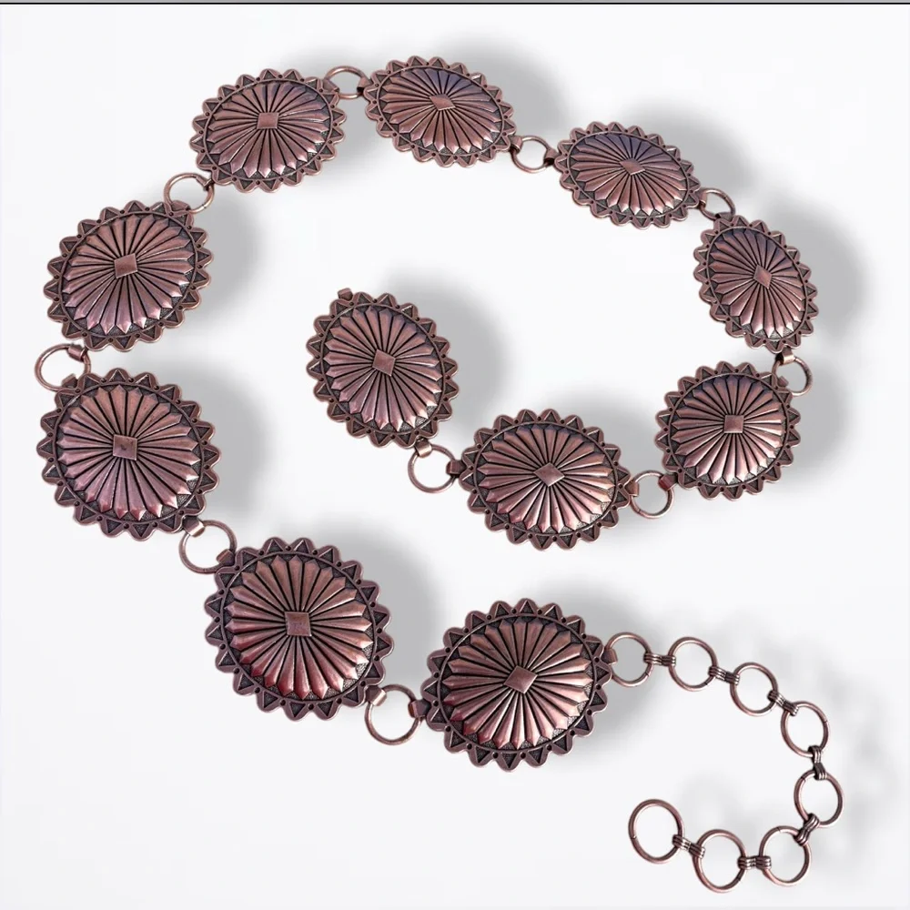 Western Concho Copper-tone Western Boho Statement Chain Concho Belt